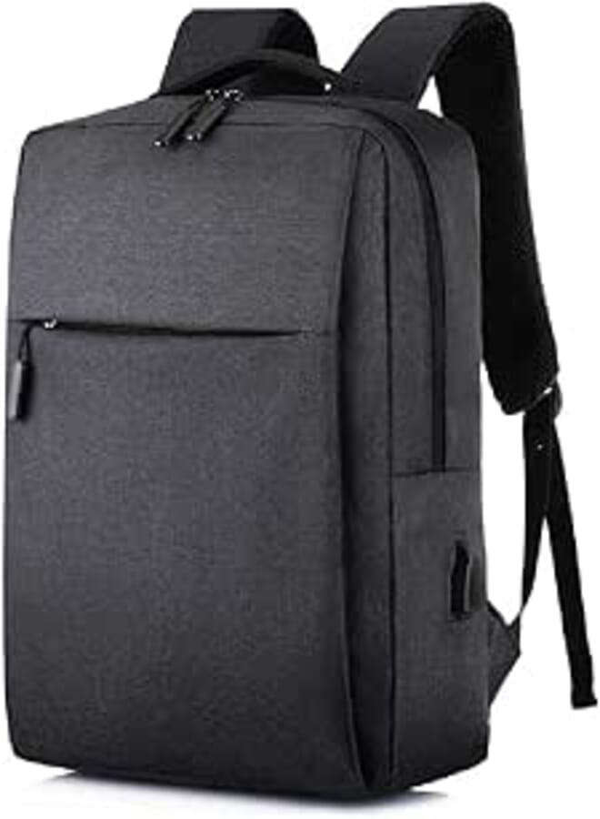 15.6 Inch Laptop Backpack with Charging Hole - Black